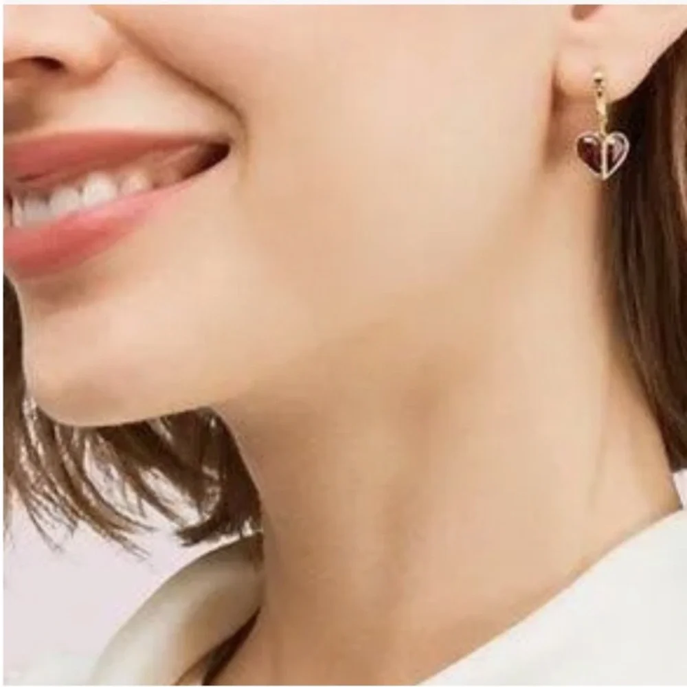 Kate Spade ♠️ Rock Solid Heart Huggies Earrings - Picture 2 of 9